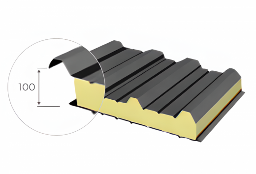 Кровельная сэндвич панель с минераловатным утеплителем ПКБ 100 мм